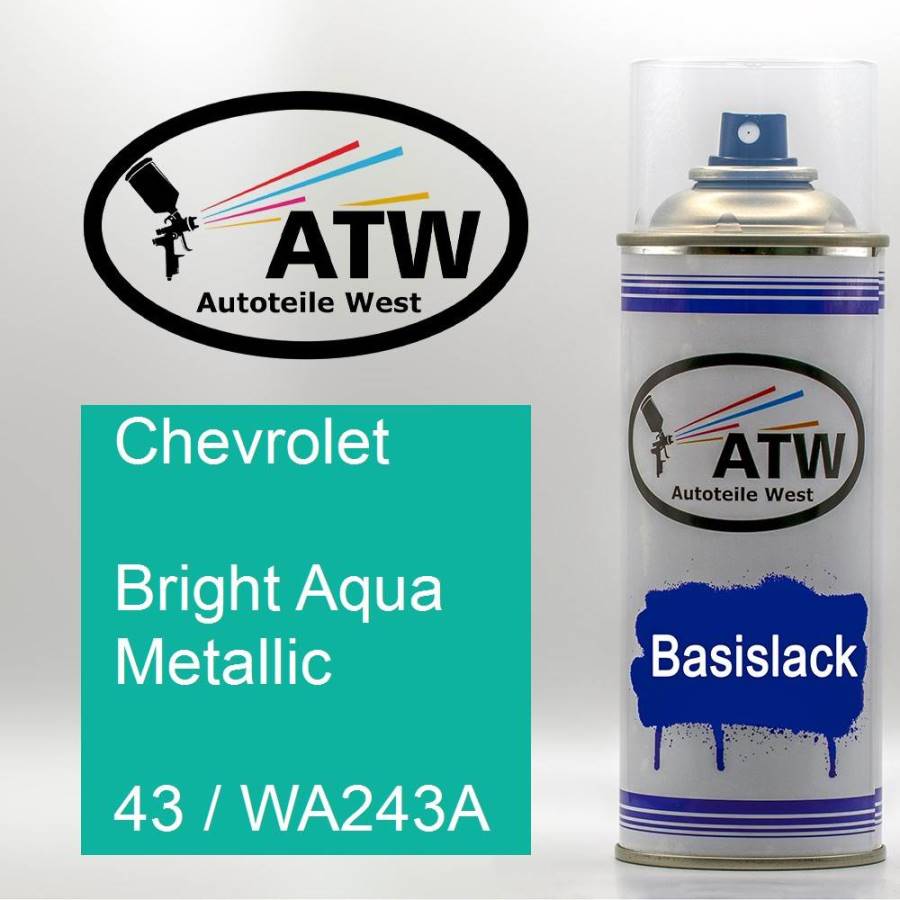 Chevrolet, Bright Aqua Metallic, 43 / WA243A: 400ml Sprühdose, von ATW Autoteile West.